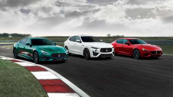 Range of Maserati Trofeo in Green, White, and Red