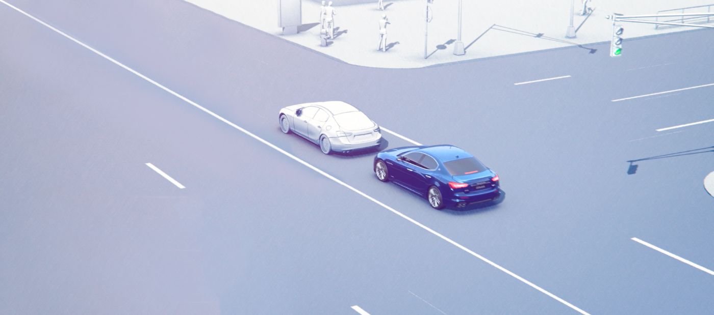 Forward Collision Warning Plus - Maserati in a rear-end possible collision situation