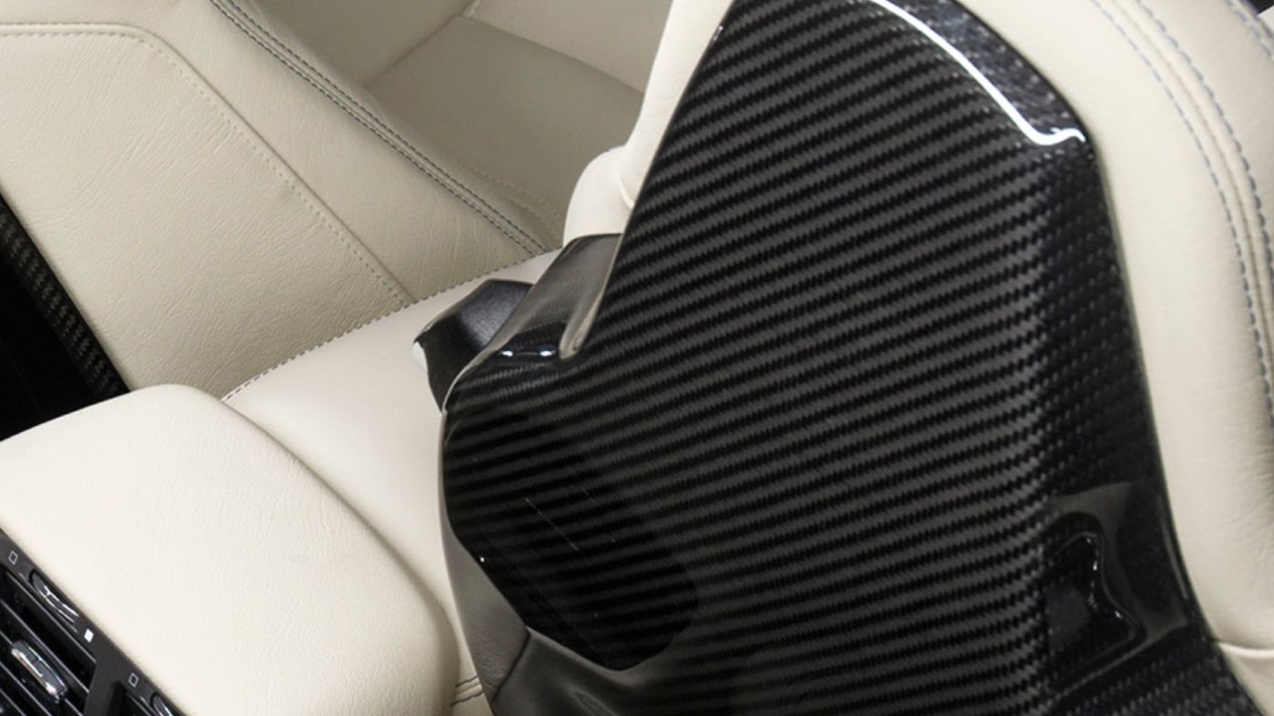 White Maserati leather seat, detail