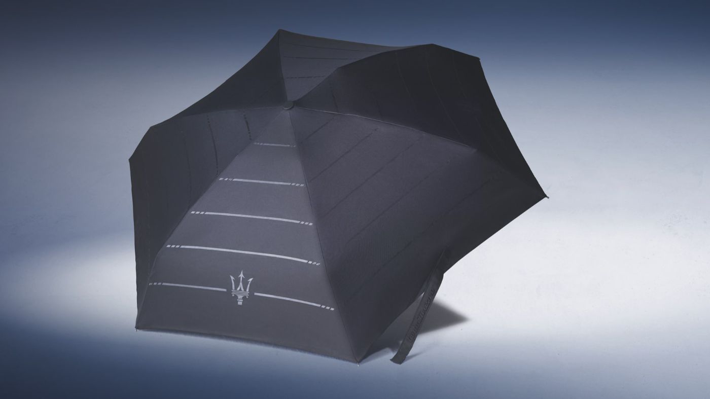 Maserati umbrella in black with grey stripes