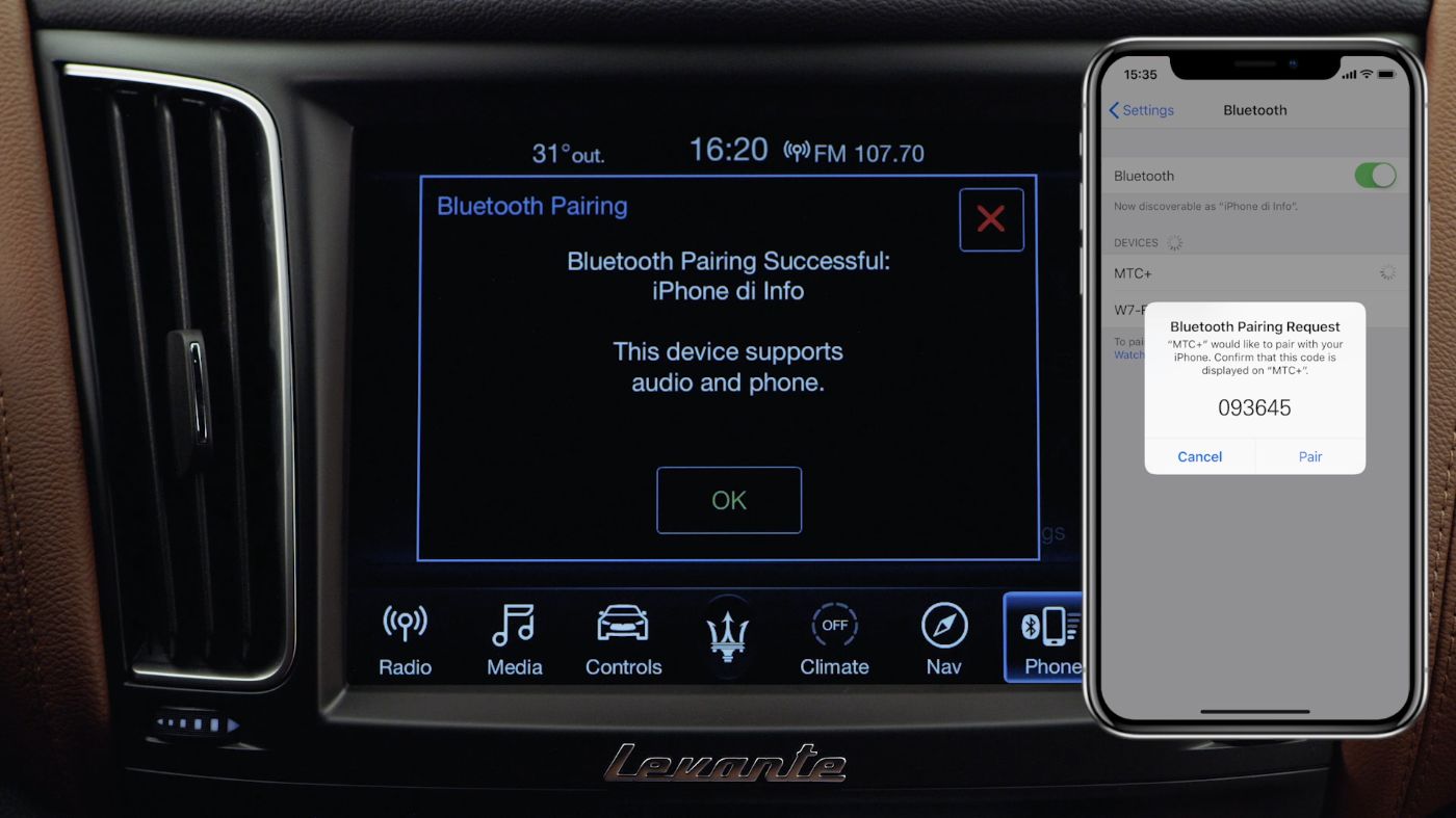 Maserati Levante - Connect your mobile device via Bluetooth