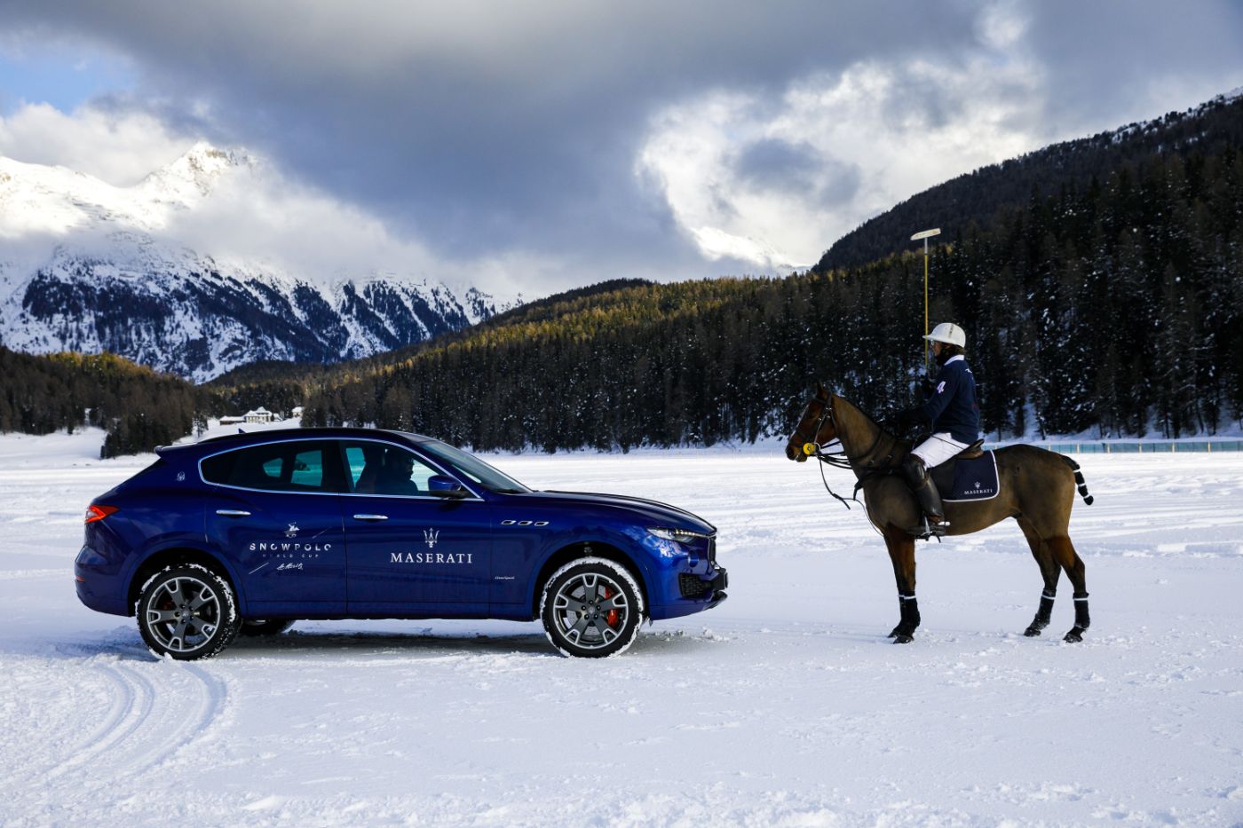 Maserati Levante on the polo field - Snow Polo World Cup St.Moritz 2018